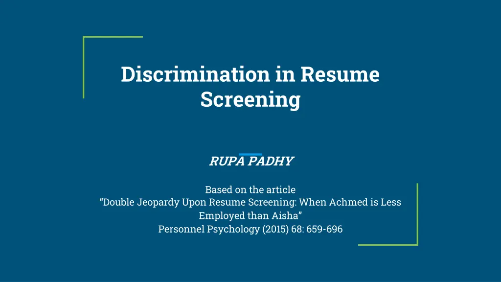 discrimination in resume screening