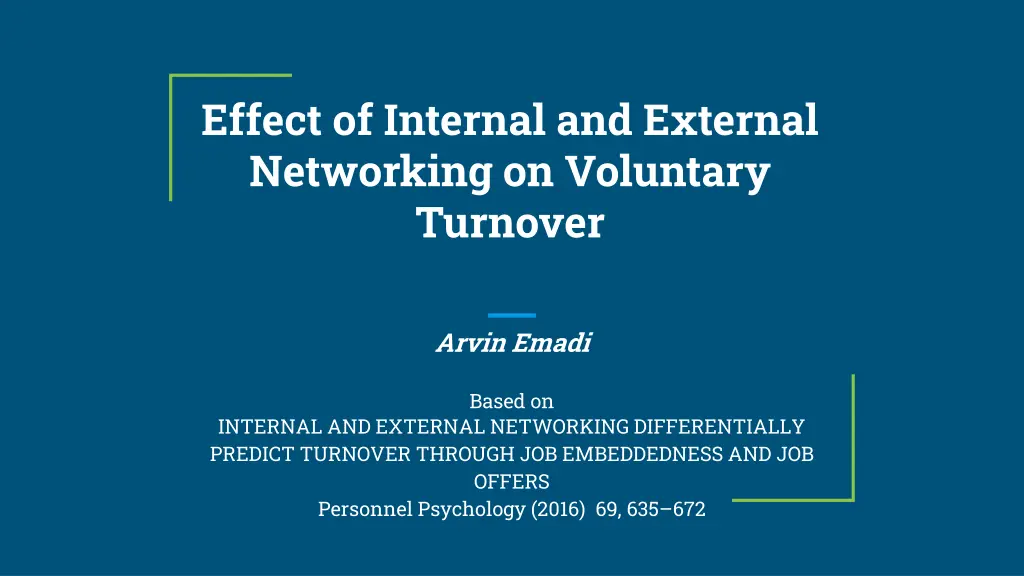 effect of internal and external networking