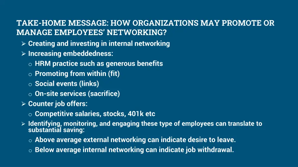 take home message how organizations may promote