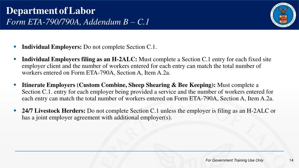 department of labor form eta 790 790a addendum 1