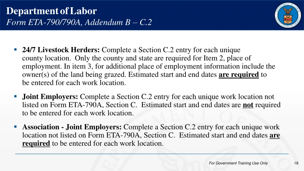 department of labor form eta 790 790a addendum 5