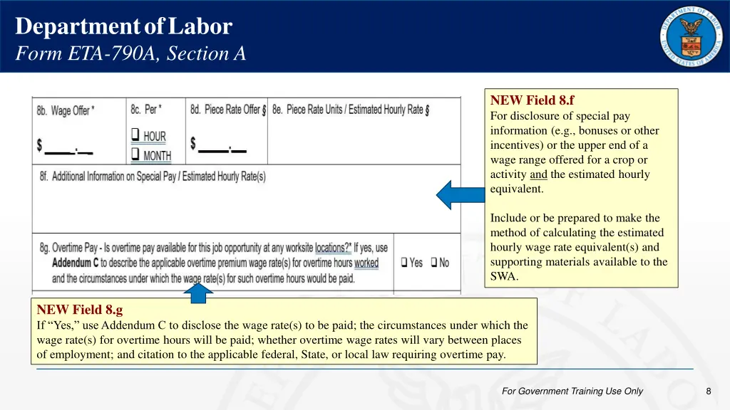 department of labor form eta 790a section a