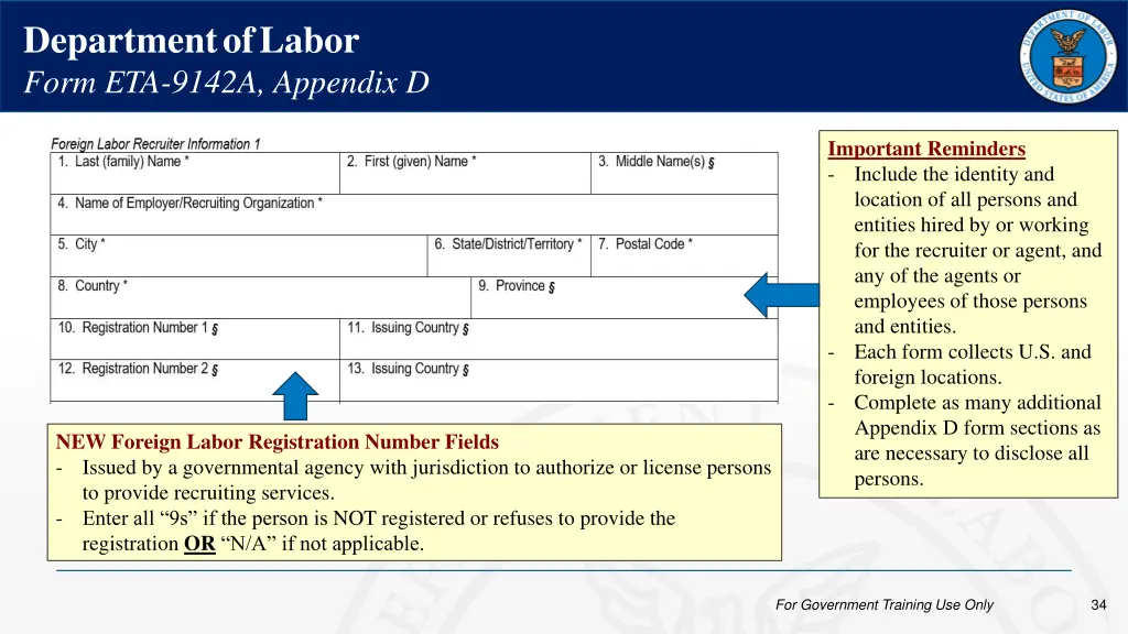 department of labor form eta 9142a appendix d