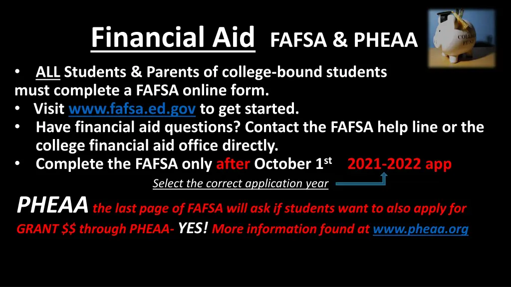 financial aid fafsa pheaa all students parents