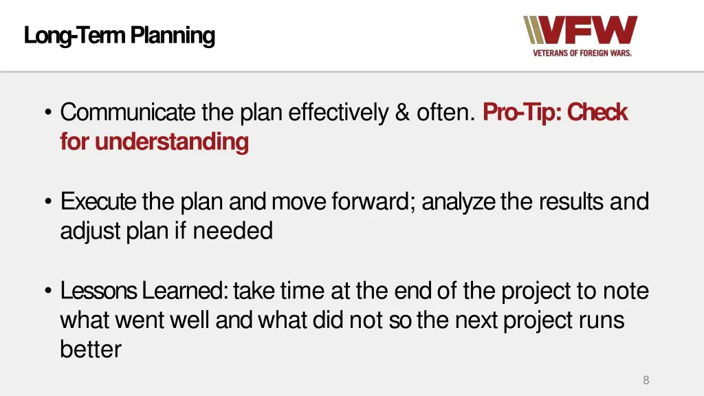 long term planning 1