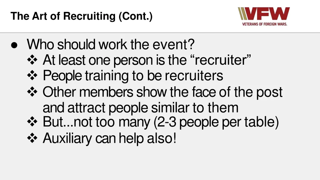 the art of recruiting cont 2