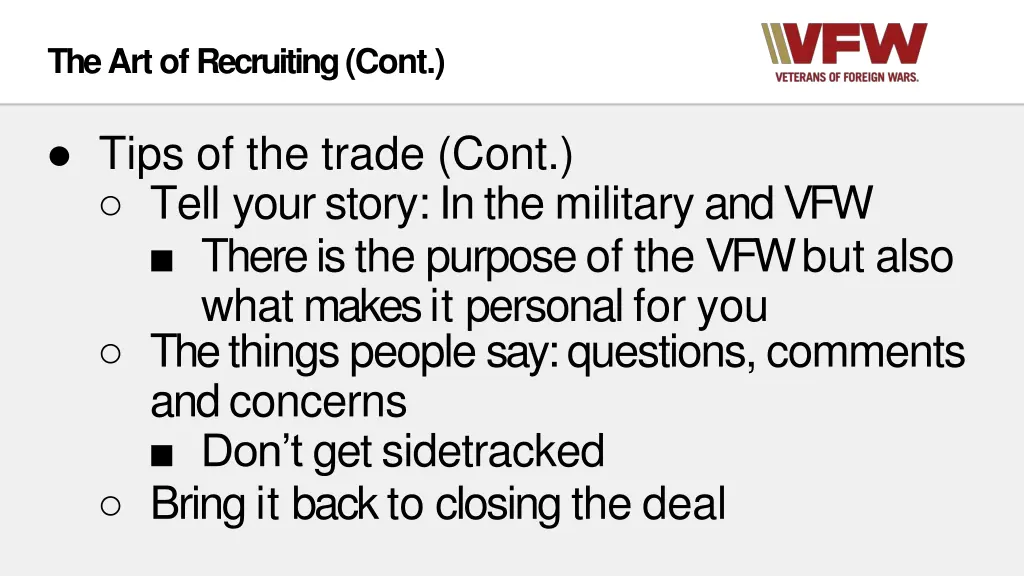 the art of recruiting cont 6