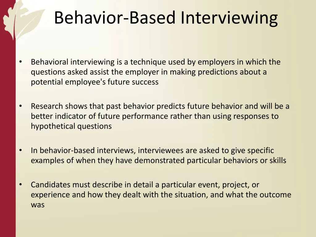 behavior based interviewing