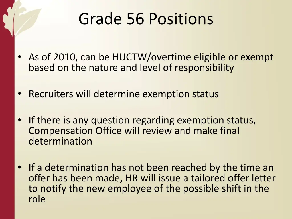 grade 56 positions