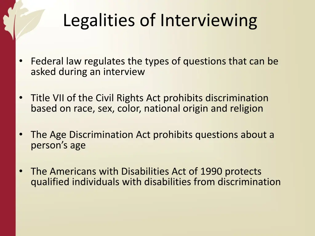 legalities of interviewing