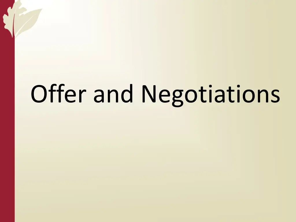 offer and negotiations