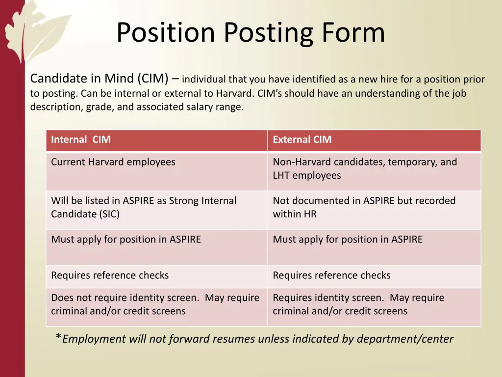 position posting form 1