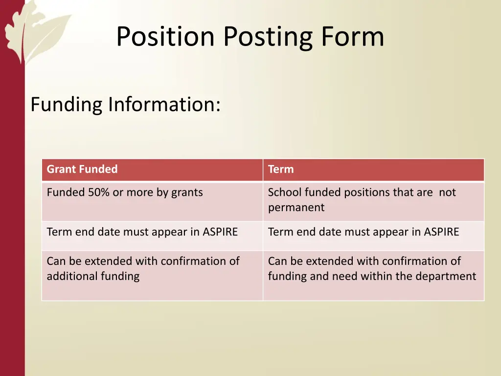 position posting form 2