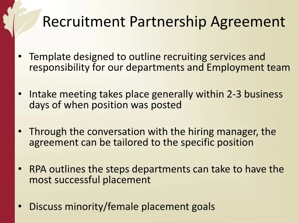 recruitment partnership agreement