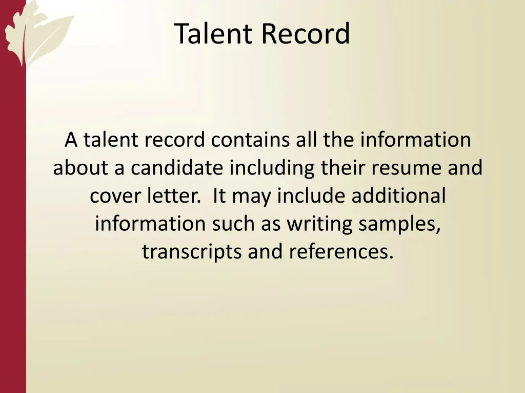 talent record