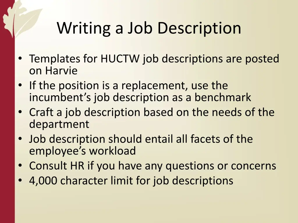 writing a job description