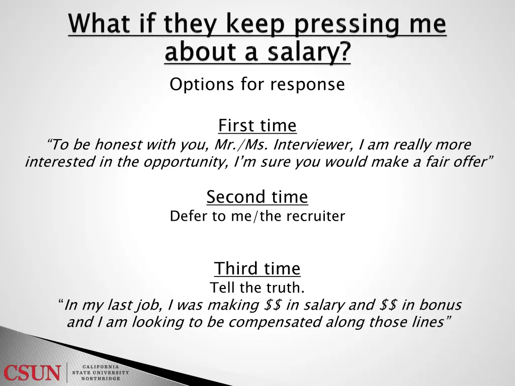 options for response