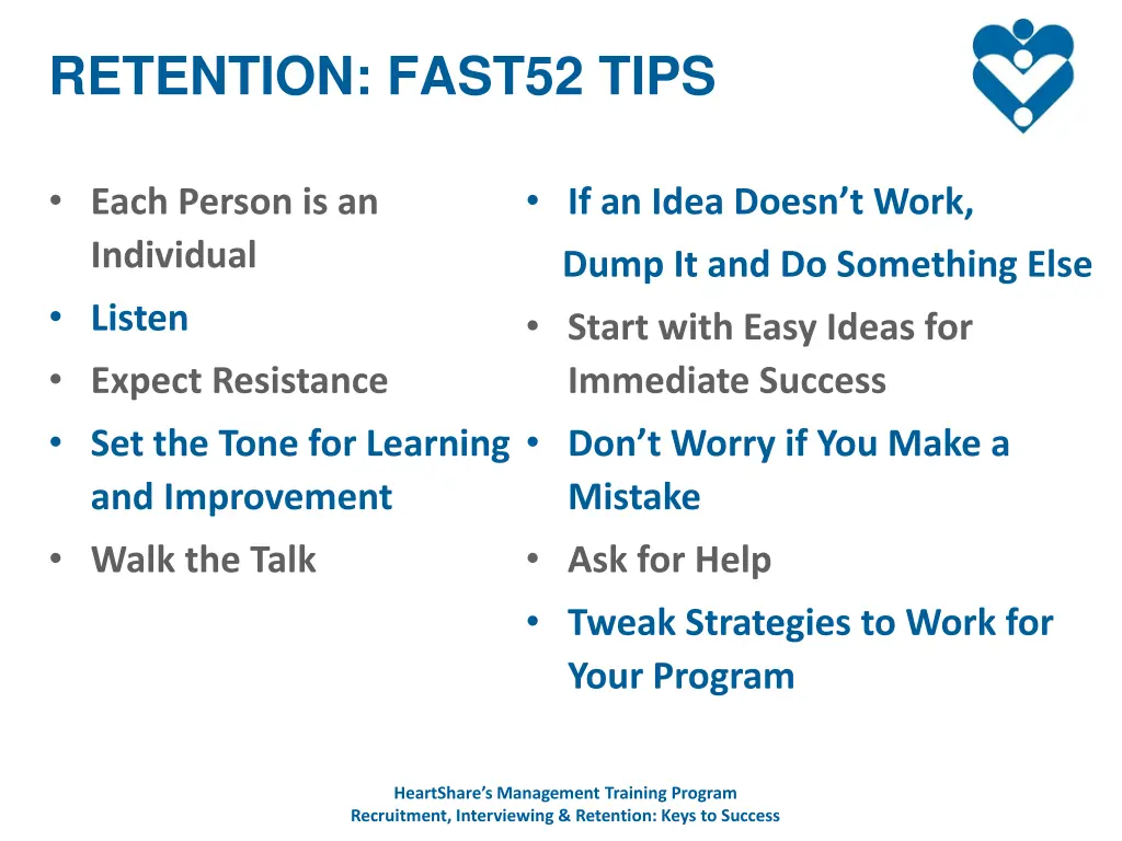 retention fast52 tips