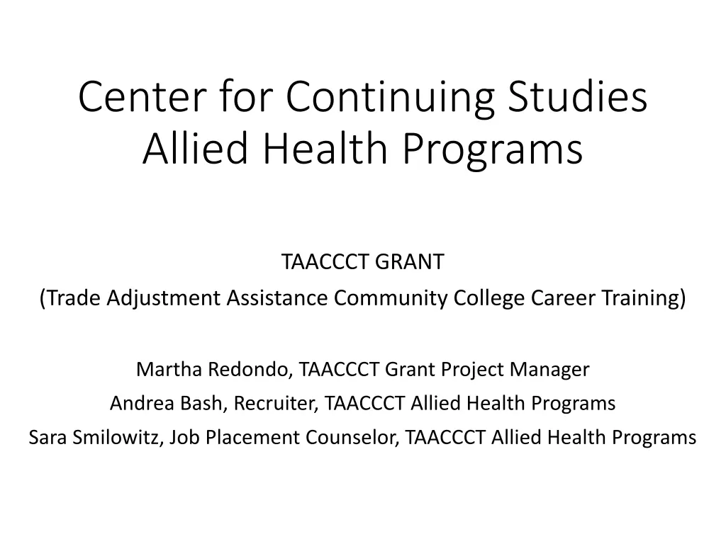 center for continuing studies allied health