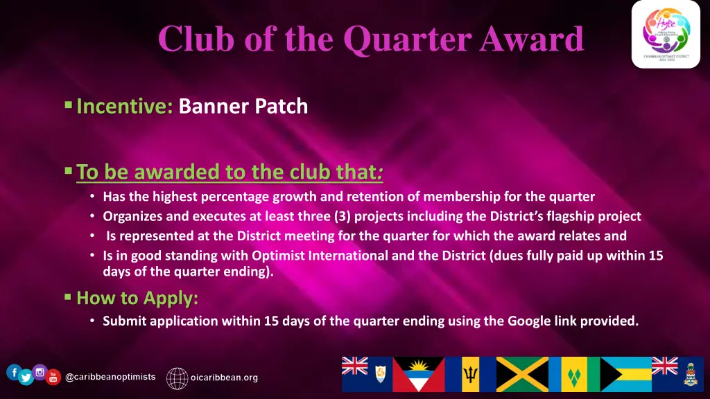 club of the quarter award