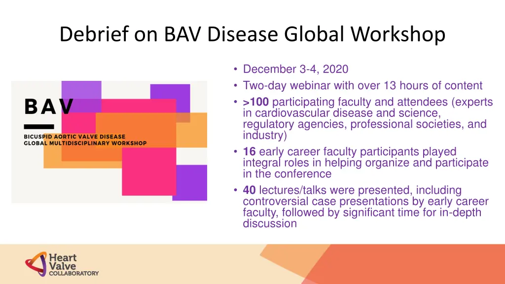 debrief on bav disease global workshop