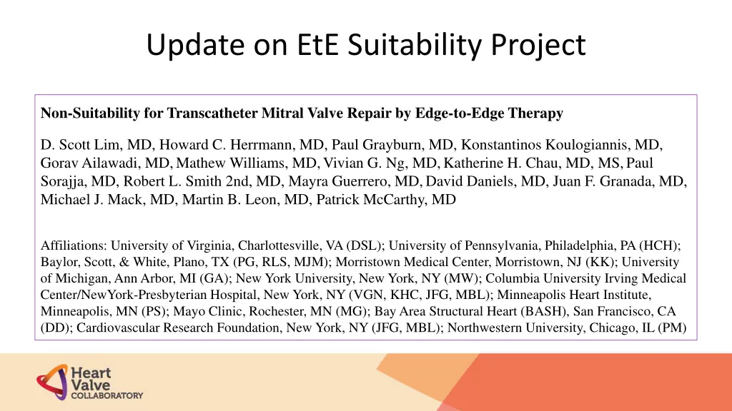 update on ete suitability project 1