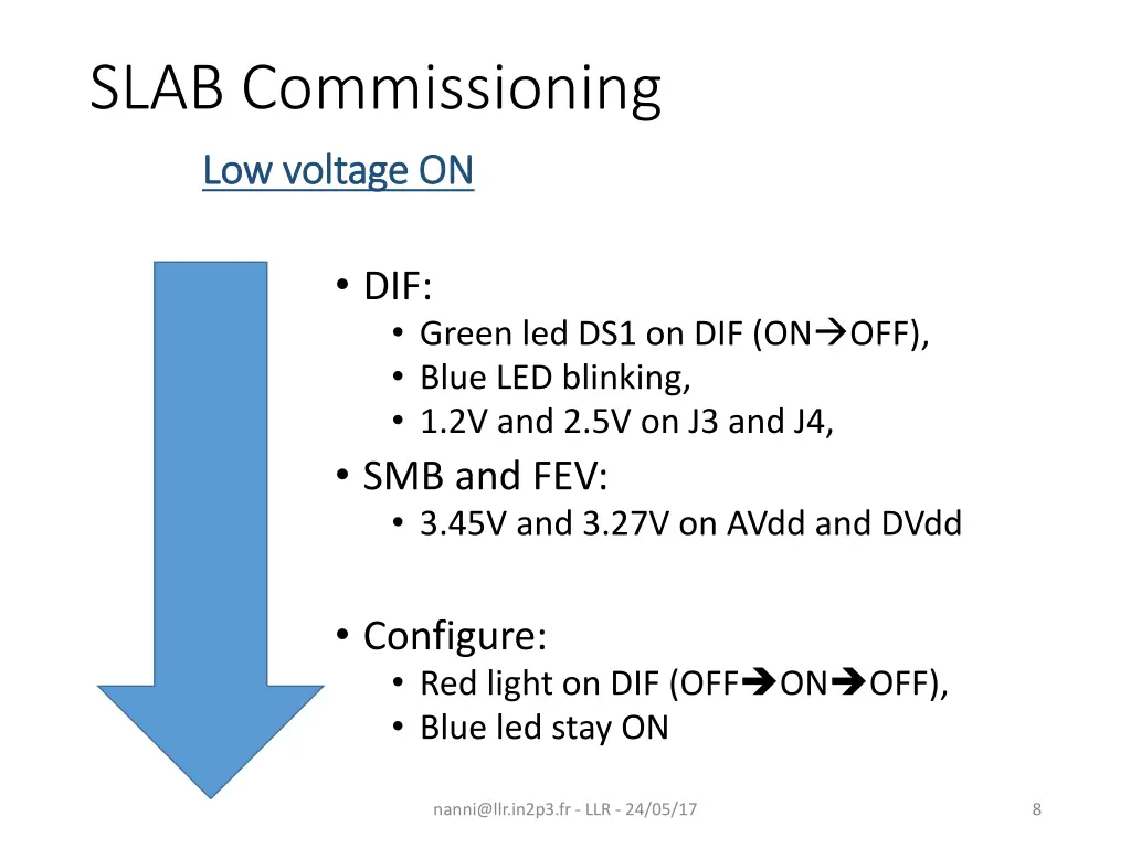 slab commissioning low low voltage on voltage on