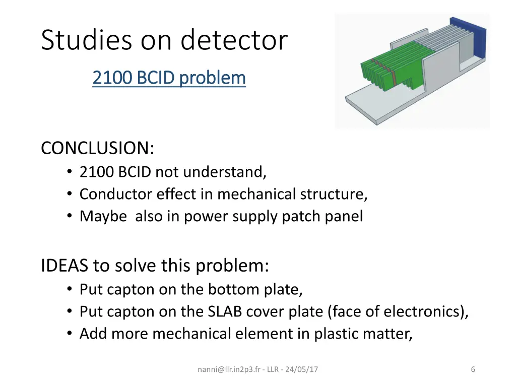 studies on detector 2100 bcid 2100 bcid problem 3