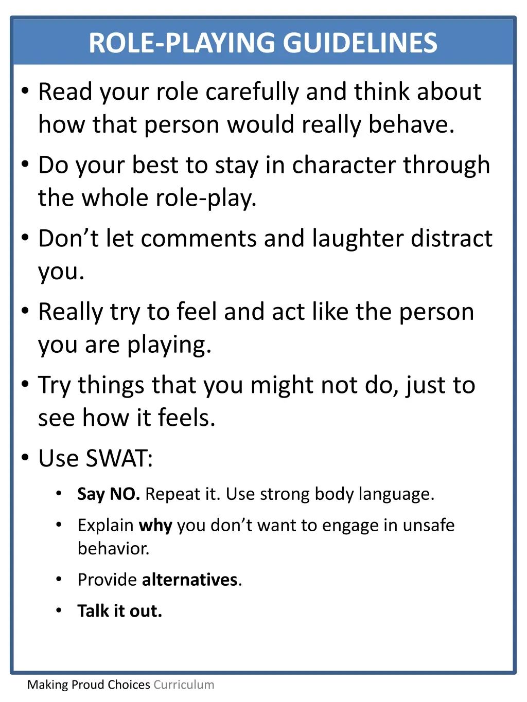 role playing guidelines