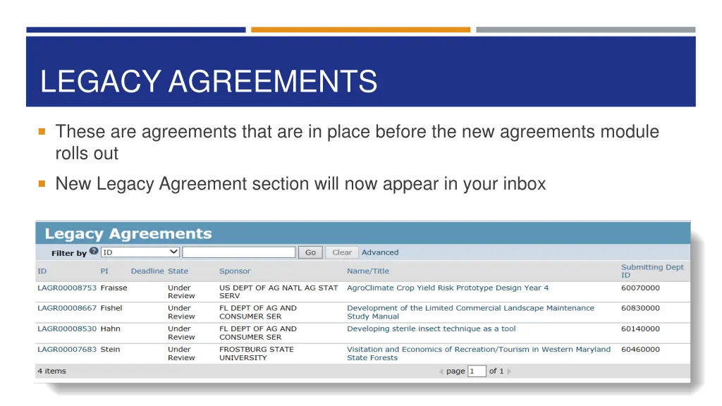 legacy agreements