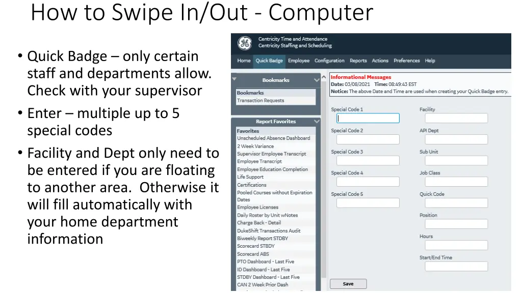 how to swipe in out computer