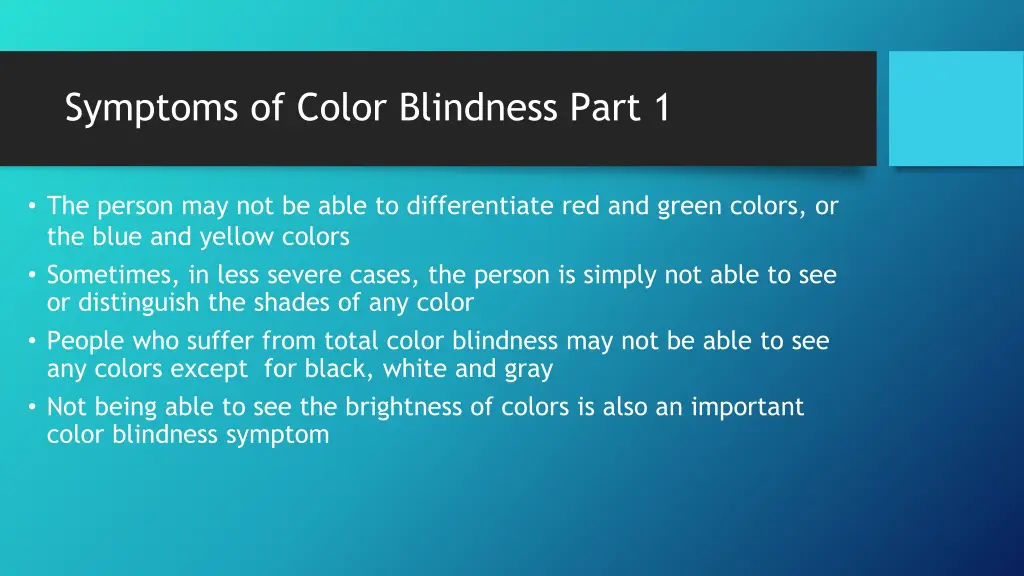 symptoms of color blindness part 1