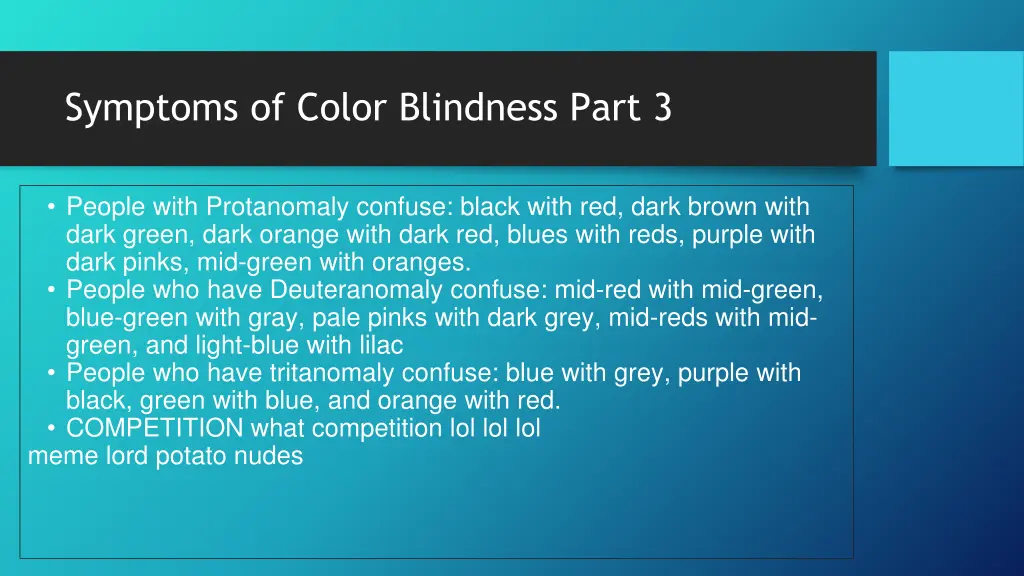 symptoms of color blindness part 3