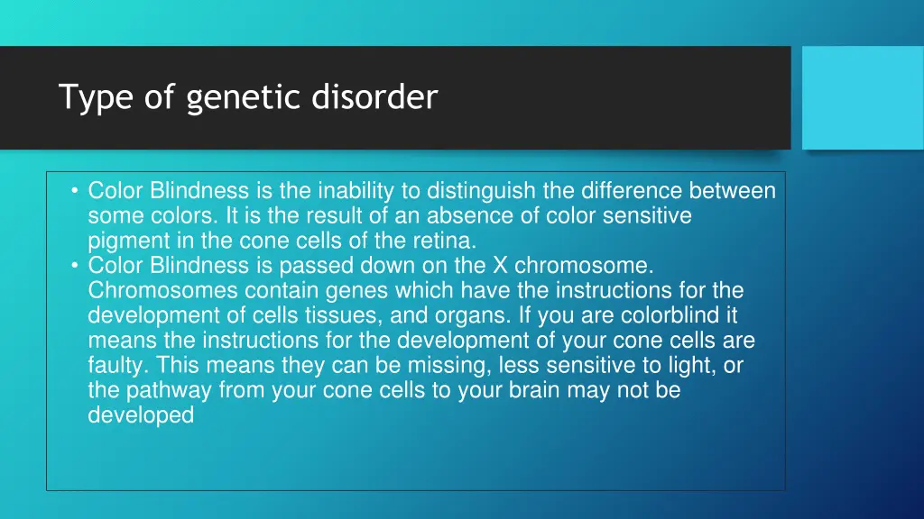 type of genetic disorder