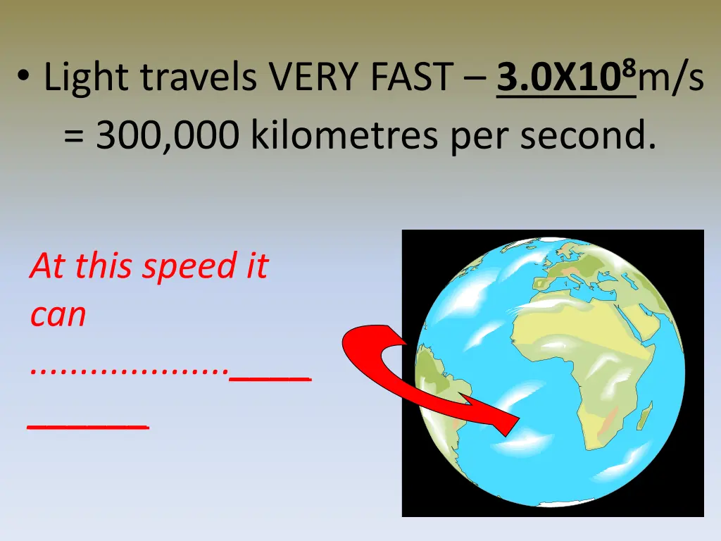 light travels very fast 3 0x10