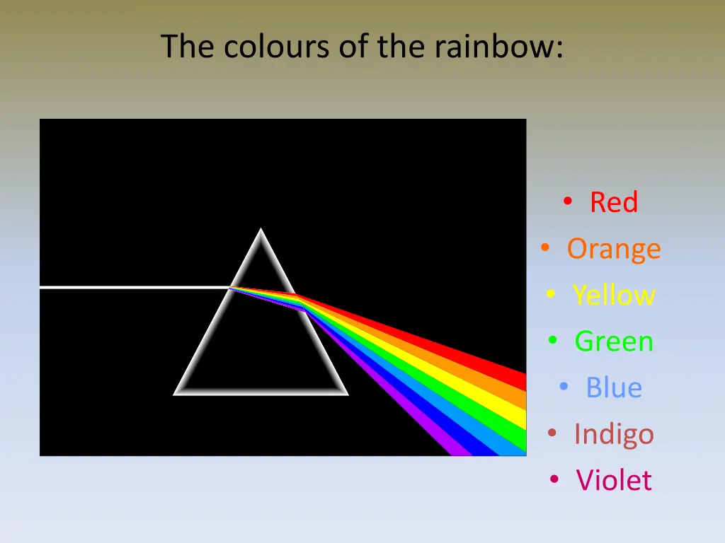 the colours of the rainbow