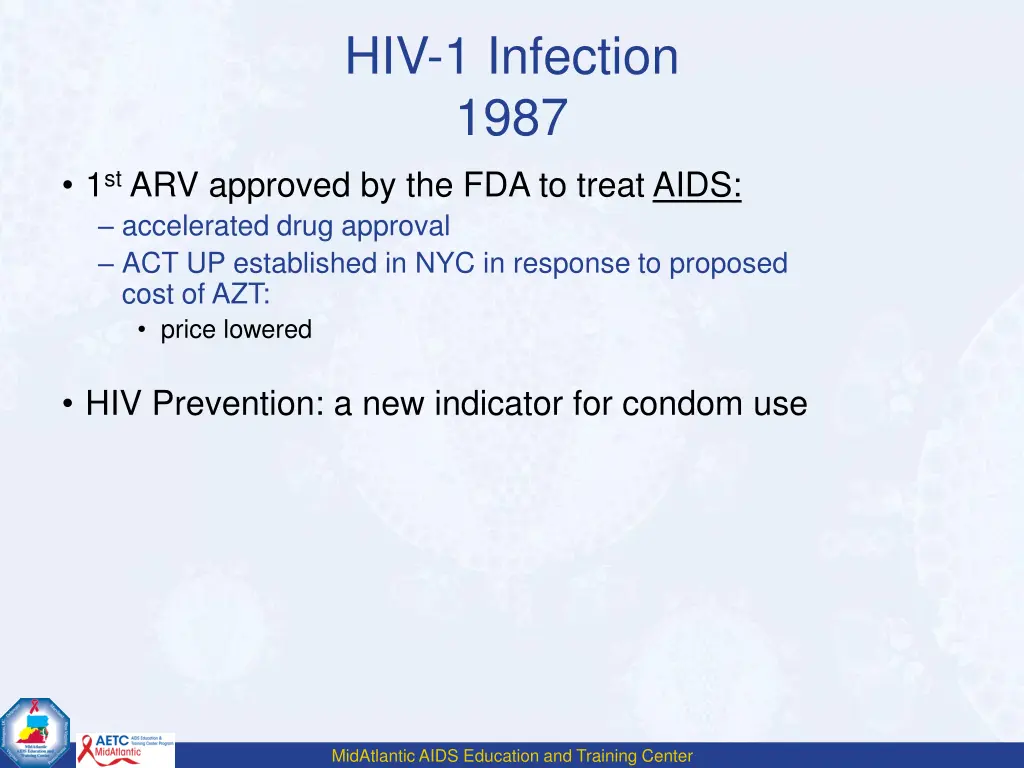 hiv 1 infection 1987