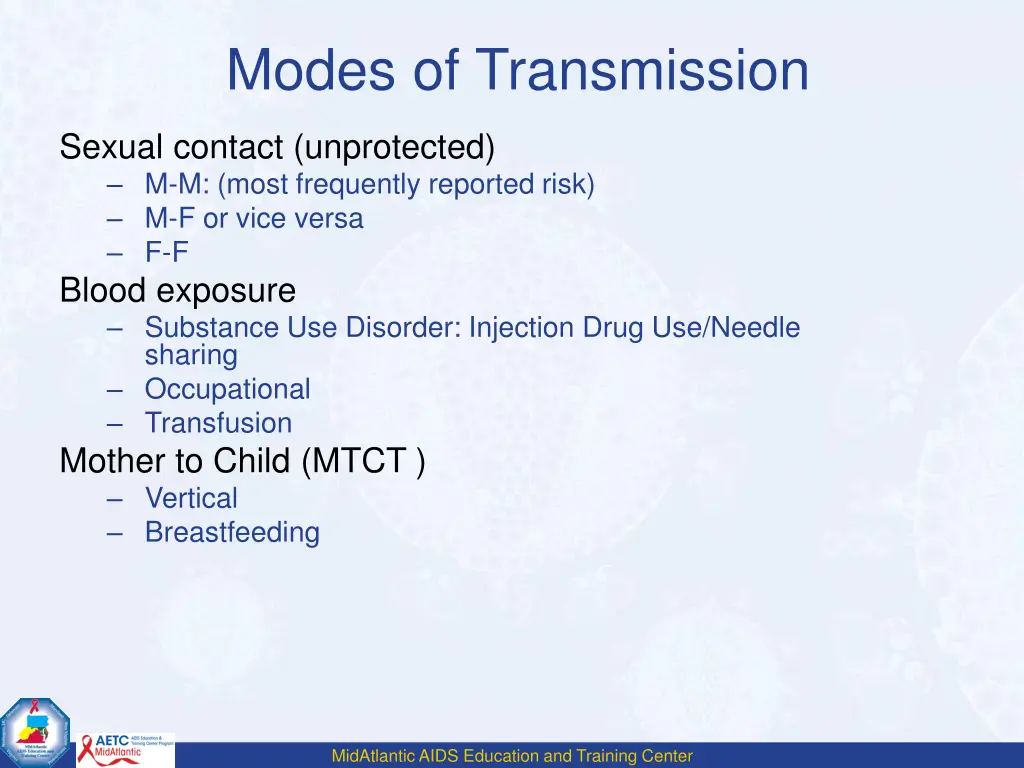 modes of transmission