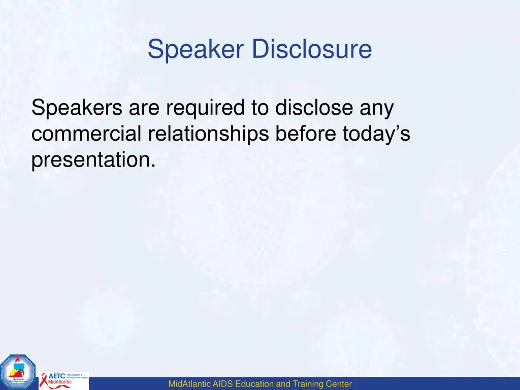 speaker disclosure