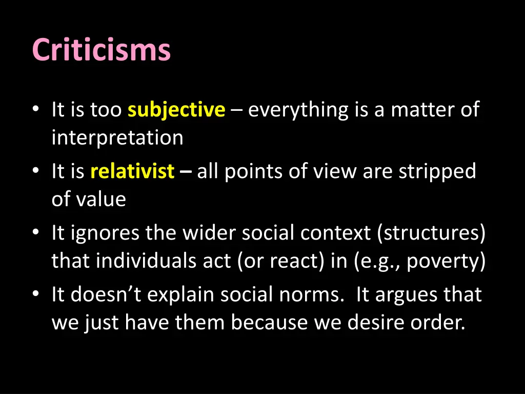 criticisms