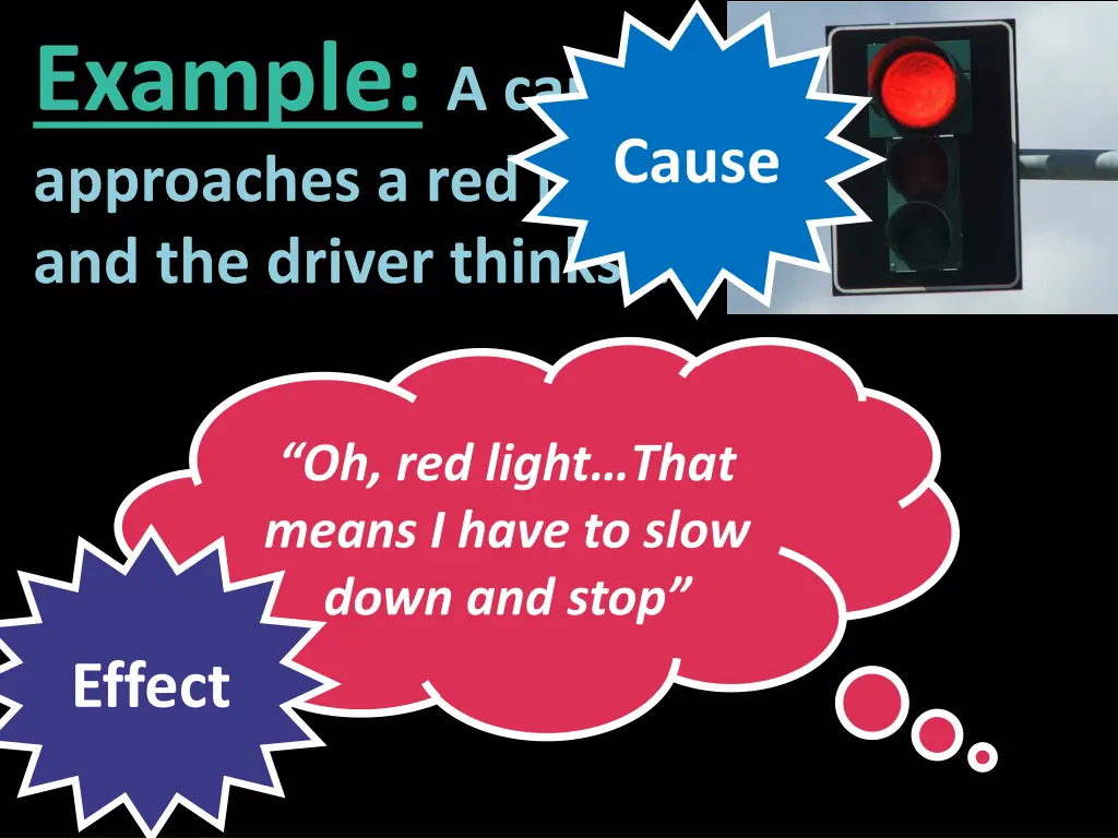 example a car approaches a red light