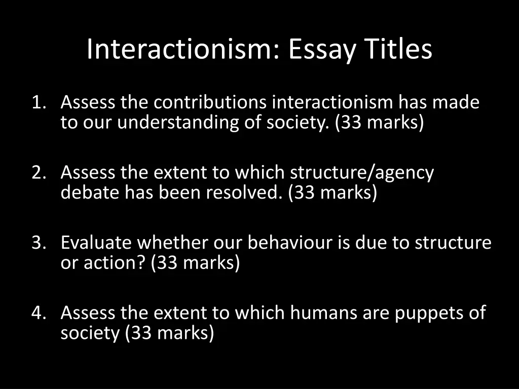 interactionism essay titles