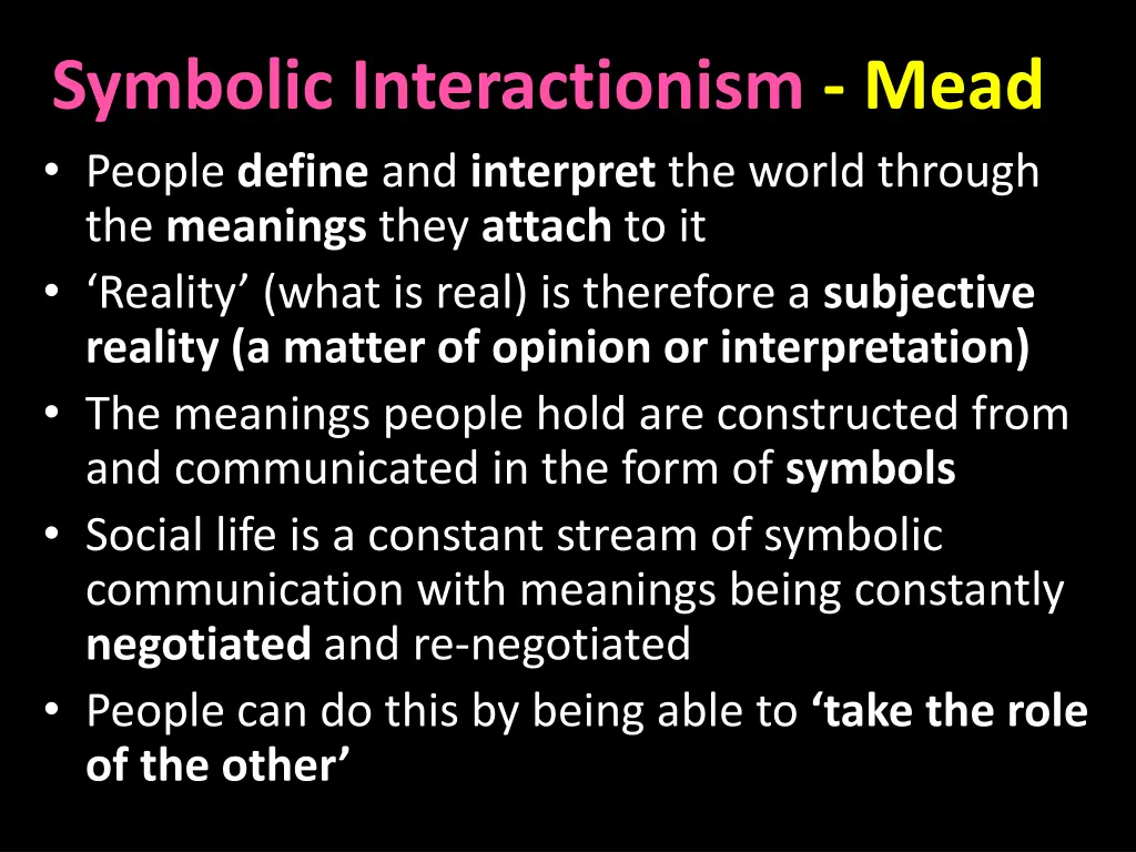 symbolic interactionism mead people define