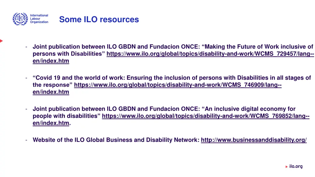 some ilo resources