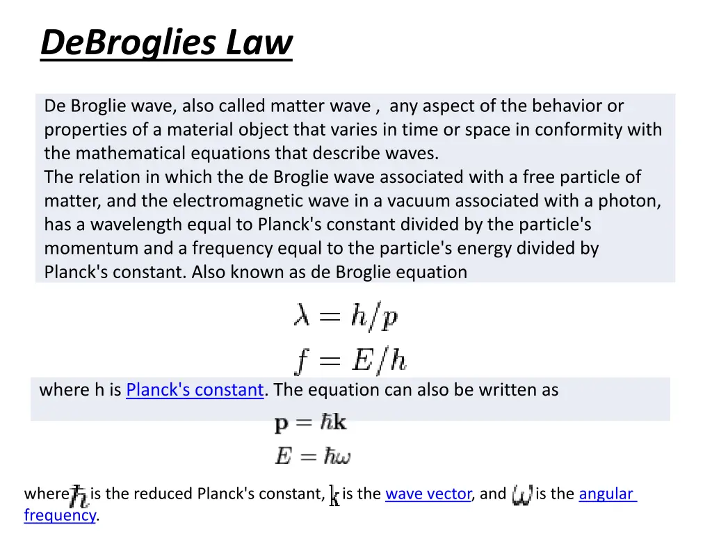 debroglies law