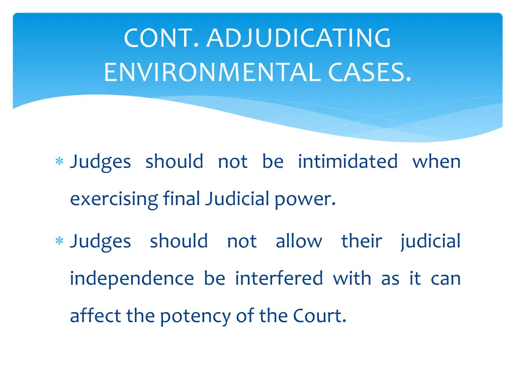 cont adjudicating environmental cases