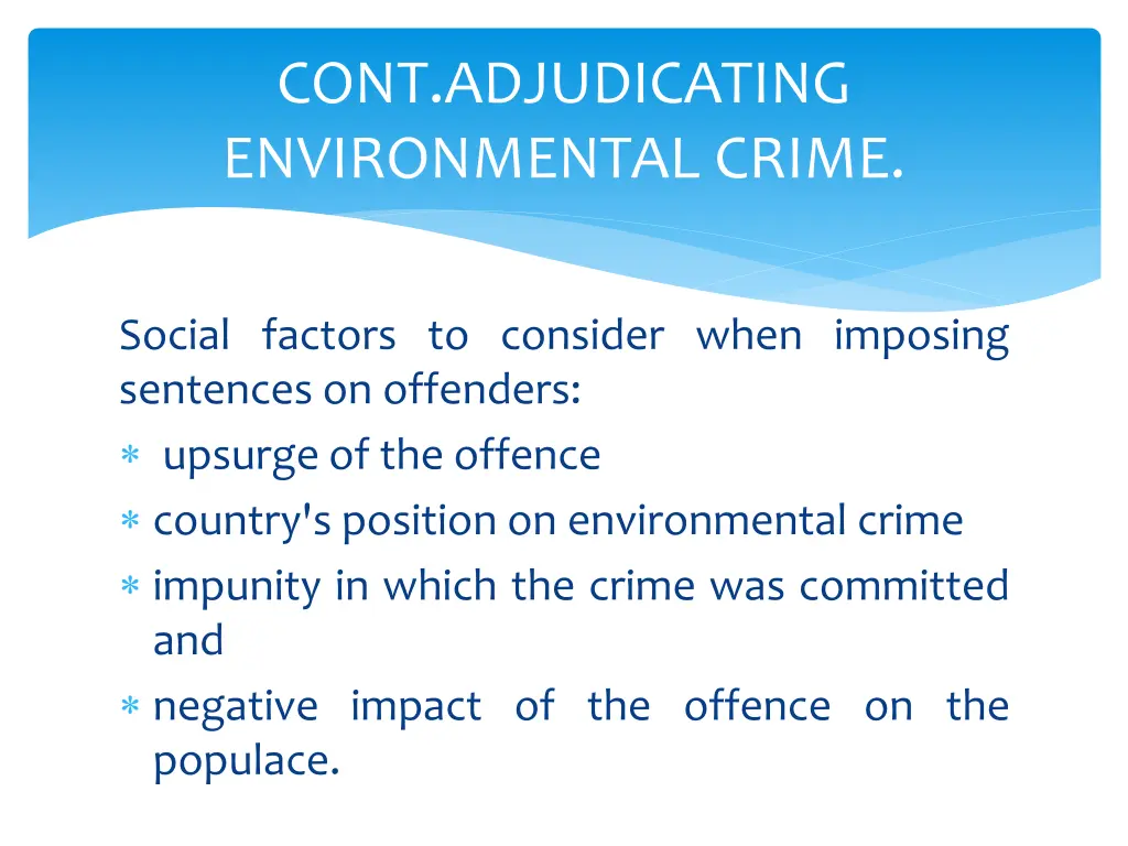 cont adjudicating environmental crime