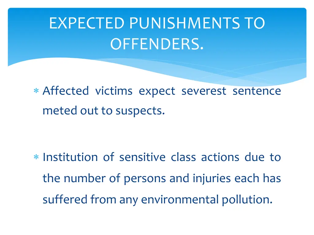 expected punishments to offenders