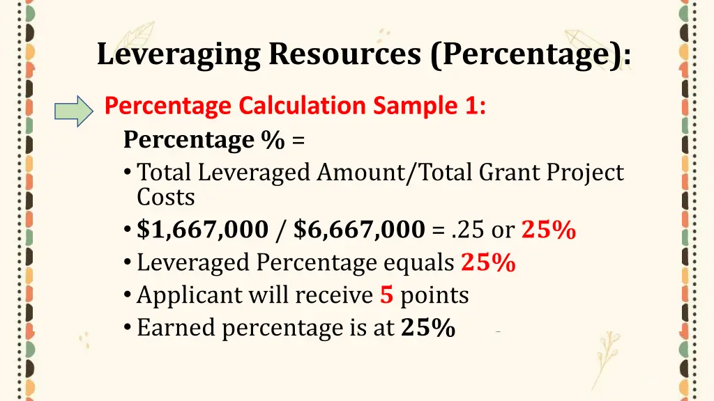 leveraging resources percentage 4