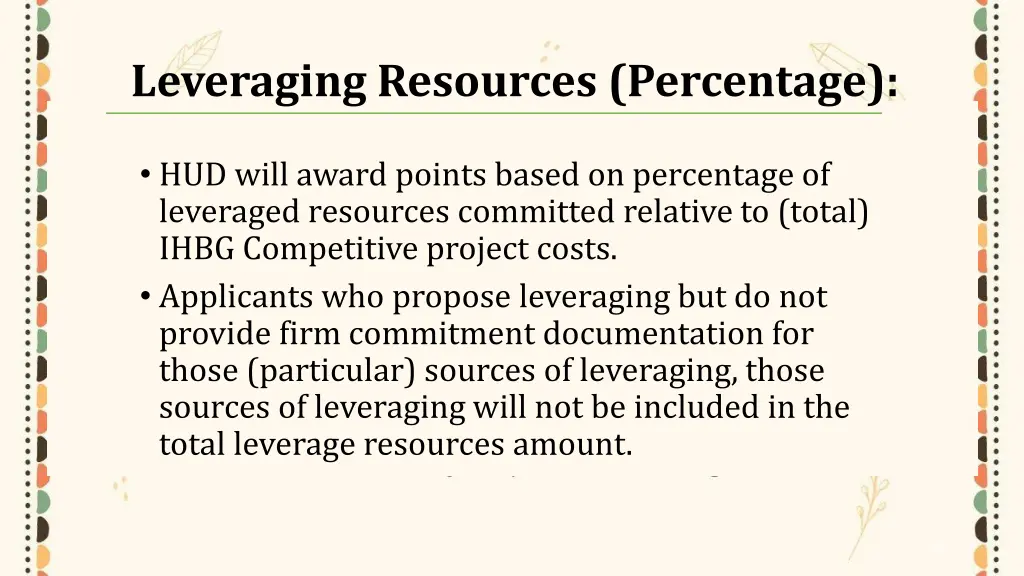 leveraging resources percentage